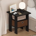 thumbnail image 1 of Furinno TIDUR Night Stand, Open Shelf Design Nightstand with Storage Bin, Bedside Table, End Table, Side Table, for Bedroom, Living Room, Americano, 1 of 4