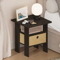 thumbnail image 1 of Furinno TIDUR Open Shelf Nightstand with Storage Bin. End Table. Espresso, 1 of 5