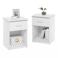 thumbnail image 1 of Furinno TIDUR Night Stand Set of 2, Modern Nightstand with Drawer, Bedside Table with Storage Shelf, End Table, Side Table, Bar Handle Drawer, for Bedroom, Living Room, White, 1 of 5