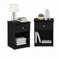 thumbnail image 1 of Furinno TIDUR Night Stand Set of 2, Modern Nightstand with Drawer, Bedside Table with Storage Shelf, End Table, Side Table, Knob Handle Drawer, for Bedroom, Living Room, Dark Americano, 1 of 5