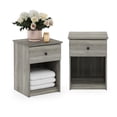 thumbnail image 1 of Furinno TIDUR Night Stand Set of 2, Modern Nightstand with Drawer, Bedside Table with Storage Shelf, End Table, Side Table, Knob Handle Drawer, for Bedroom, Living Room, Grey Oak, 1 of 5