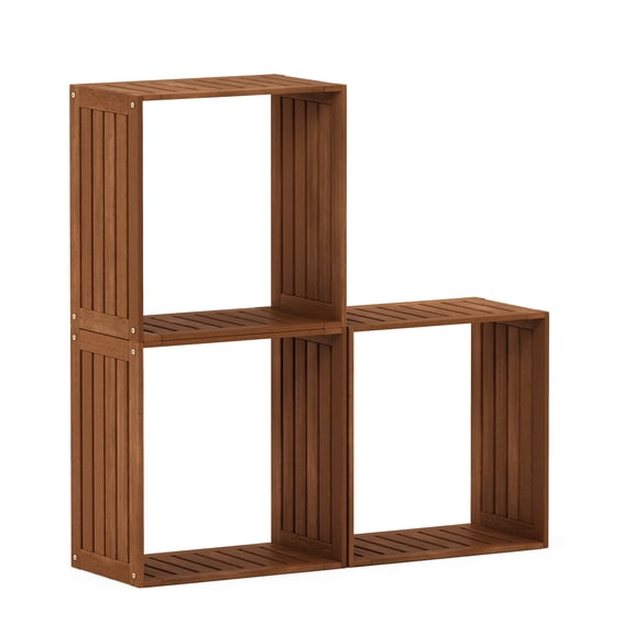 Furinno TIOMAN Outdoor Storage, Multipurpose Stacking Shelf in Teak Oil, for Patio, Garden, Porch, Natural