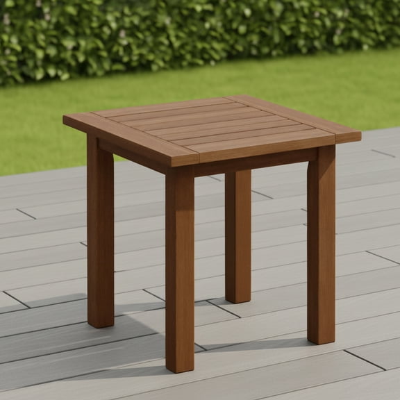 Furinno TIOMAN Patio Table, Outdoor Side Table, End Table, Coffee Table in Teak Oil, for Patio, Garden, Porch, Light Wood