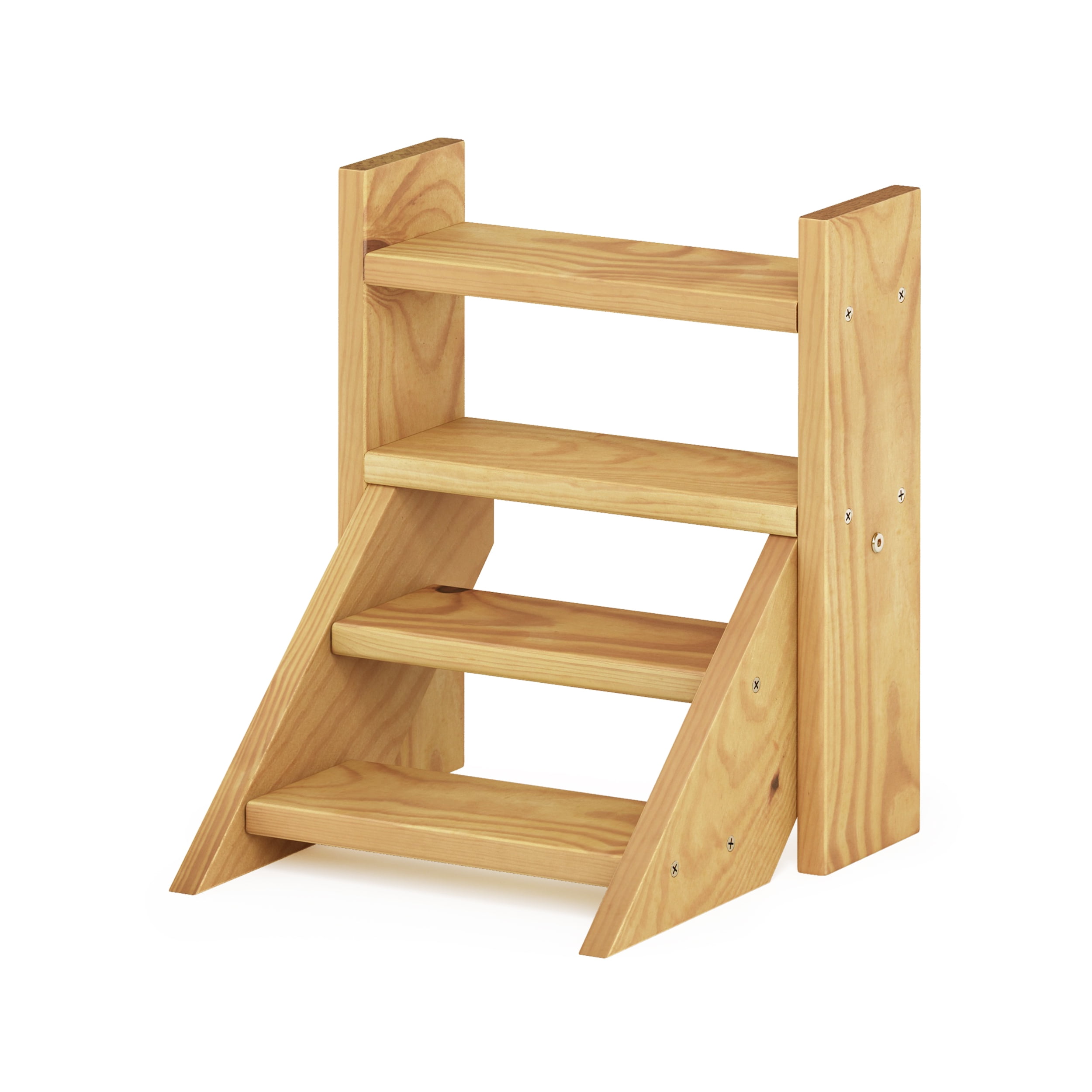 Furinno TIOMAN Plant Stand Indoor Outdoor, Tabletop Mini Ladder Planter Stand, Planter Shelf, Organizers, Indoor, Outdoor, Patio, Balcony, Garden, Pine Wood