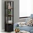 thumbnail image 1 of Furinno TURN-N-TUBE 5-Tier Square Open Frame Corner Shelf with Bin Amber Pine, 1 of 4