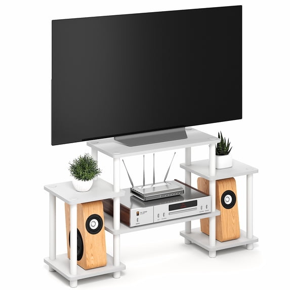 Furinno TURN-N-TUBE 6 Open Shelf Entertainment Center for TV up to 32 Inch White