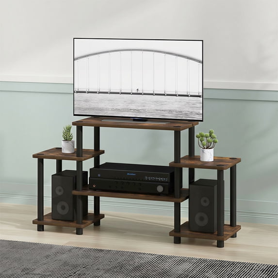 Furinno TURN-N-TUBE 6-Shelf Entertainment Center for TVs up to 32" Amber Pine