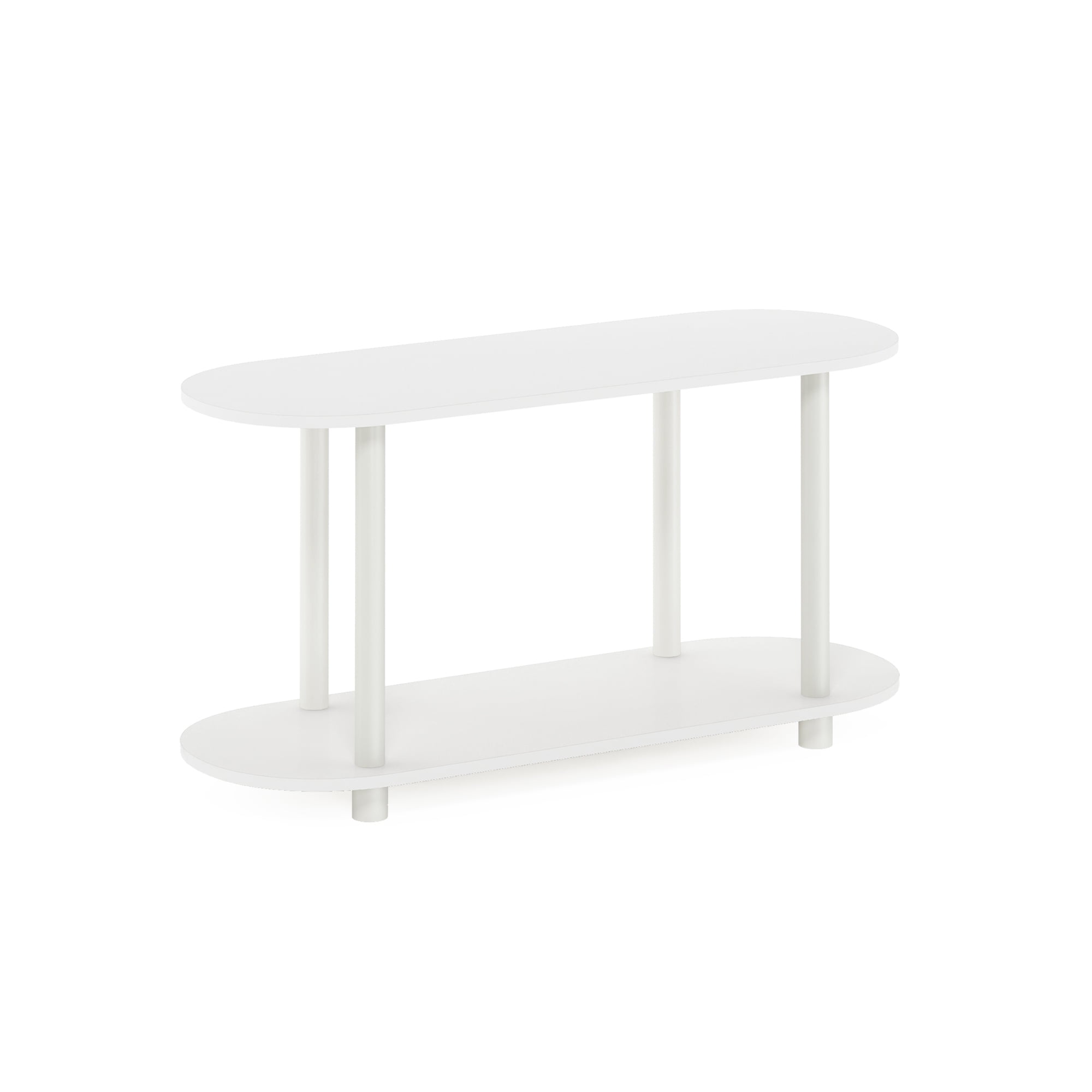 Furinno TURN-N-TUBE Display Shelf, 4-Tier Oval Book Shelf, Storage Shelves with Soft Edges and Open Shelves, Toolless Assembly, for Organization and Storage, Living Room, Home Office, White