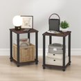 thumbnail image 1 of Furinno TURN-N-TUBE Night Stand Set of 2, 2-Tier Stackable Nightstand with Open Shelf, Toolless Bedside Table, Side Table, End Table for Living Room, Bedroom, Dark Cherry, 1 of 5