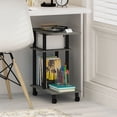 thumbnail image 1 of Furinno TURN-N-TUBE Side Table, 3-Tier C-Shape End Table with Wheels, Toolless Assembly Night Stand, Bedside Table with Open Shelf, for Living Room, Bedroom, Grey Oak/Black, 1 of 5