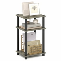 Furinno TURN-N-TUBE 3-Tier End Table Night Stand in Grey Oak
