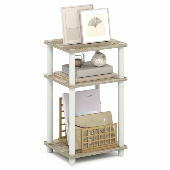 Furinno TURN-N-TUBE 3-Tier End Table Night Stand in Light Oak