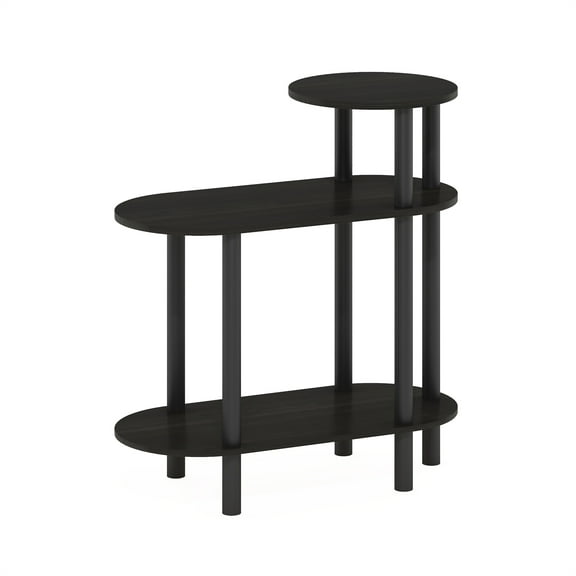 Furinno TURN-N-TUBE Side Table, 3-Tier Oval Sofa End Table with Open Shelf, Toolless Assembly Night Stand, Bedside Table, for Living Room, Bedroom, Dark Espresso