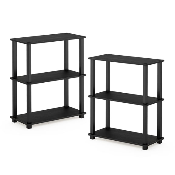 Furinno TURN-S-TUBE 3-Tier Shelf Display Rack in Americano Set of 2