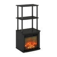 thumbnail image 1 of Furinno Turn-N-Tube 2-Tier Tall TV Entertainment Side Table Display Rack with Fireplace Insert, Americano/Black, 1 of 6