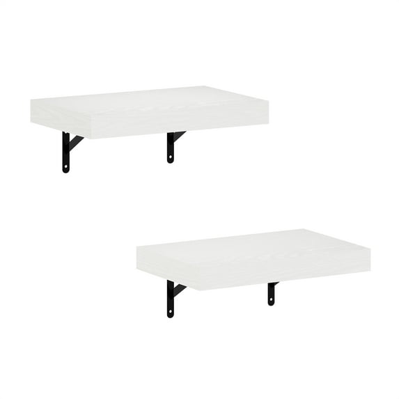 Furinno TANNA 15-Inch Wall Mounted Floating Display Shelves in White Set of 2