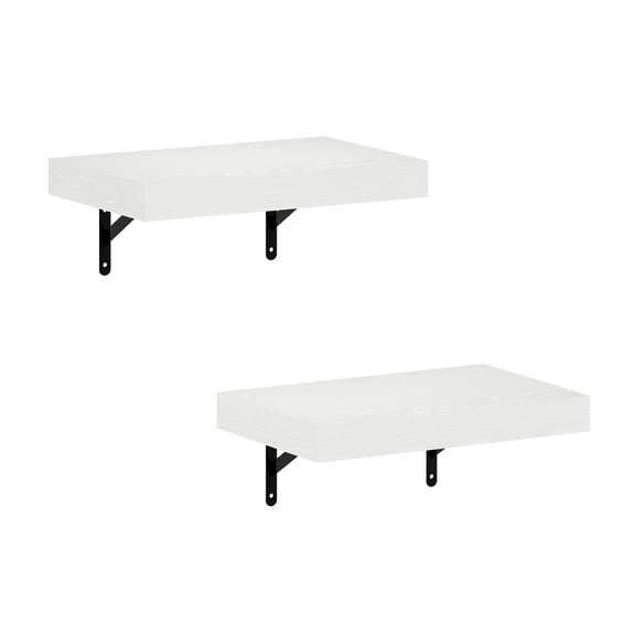 Furinno Tanna 15-Inch Wall Mounted Floating Display Shelves in White Set of 2