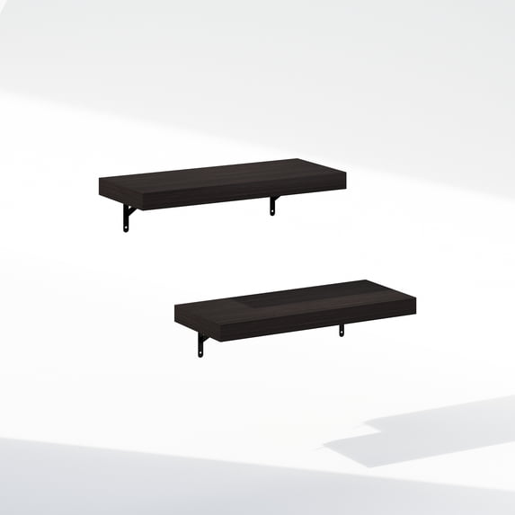 Furinno Tanna 22-Inch Wall Mounted Bathroom Floating Display Shelves, Tobacco Oak, Set of 2