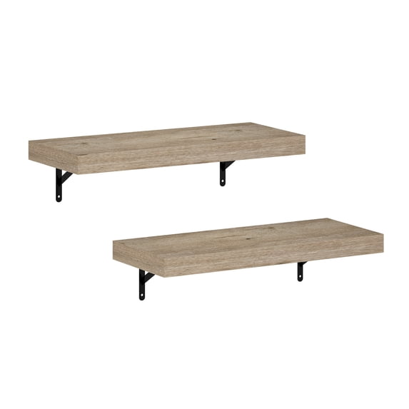 Furinno TANNA 22-Inch Wall Mounted Floating Display Shelves in Natural Set of 2
