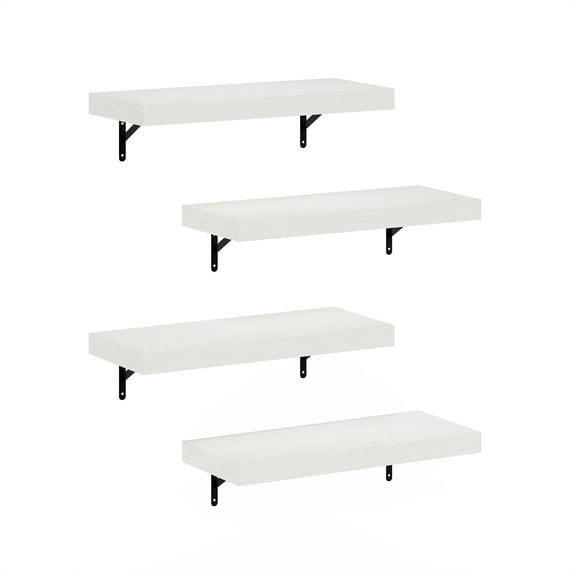 Furinno Tanna 22-Inch Wall Mounted Floating Display Shelves in White Set of 4