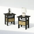 thumbnail image 1 of Furinno Tidur Bedside Table Nightstand with Bin Drawer, Espresso/Brown, Set of 2, 1 of 5