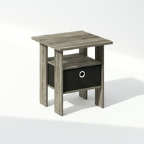 Furinno Tidur Bedside Table Nightstand with Bin Drawer, French Oak/Black