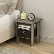 Furinno Tidur Bedside Table Nightstand with Bin Drawer, French Oak/Black