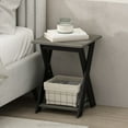 thumbnail image 1 of Furinno Tidur Criss-Crossed Nightstand, Bedside Table, French Oak/Black, 1 of 6