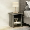 thumbnail image 1 of Furinno Tidur Nightstand, Bedside Table Storage Shelf with Bin Drawer, French Oak/Black, 1 of 6