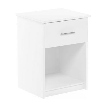 Furinno Tidur Nightstand with Handle with One Drawer, Solid White