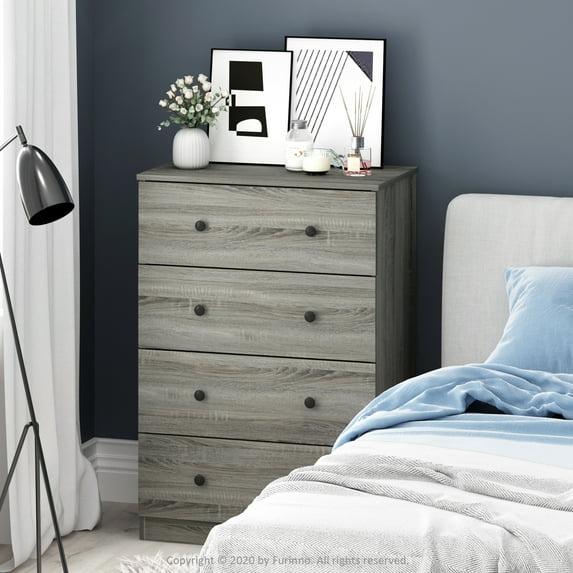 Furinno Tidur Simple Design 4-Drawer Dresser, French Oak Grey
