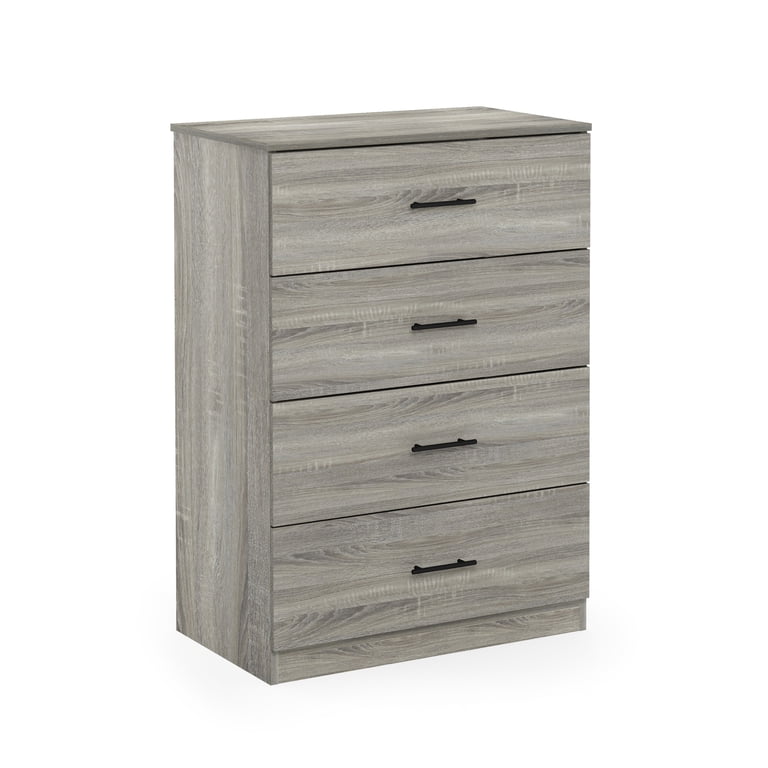 Furinno Tidur Simple Design 4-Drawer Dresser with Handle, French Oak Grey