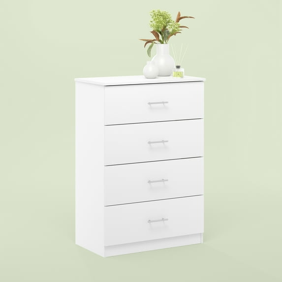 Furinno Tidur Simple Design 4-Drawer Dresser with Handle, Solid White