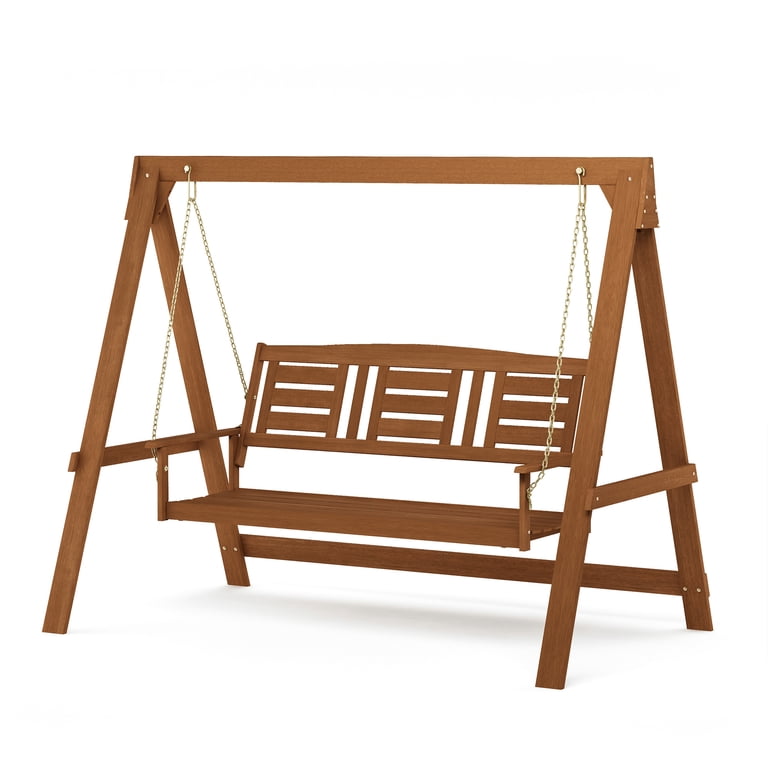 Furinno Tioman Hardwood 3 Seater Swing with Stand, 82.3