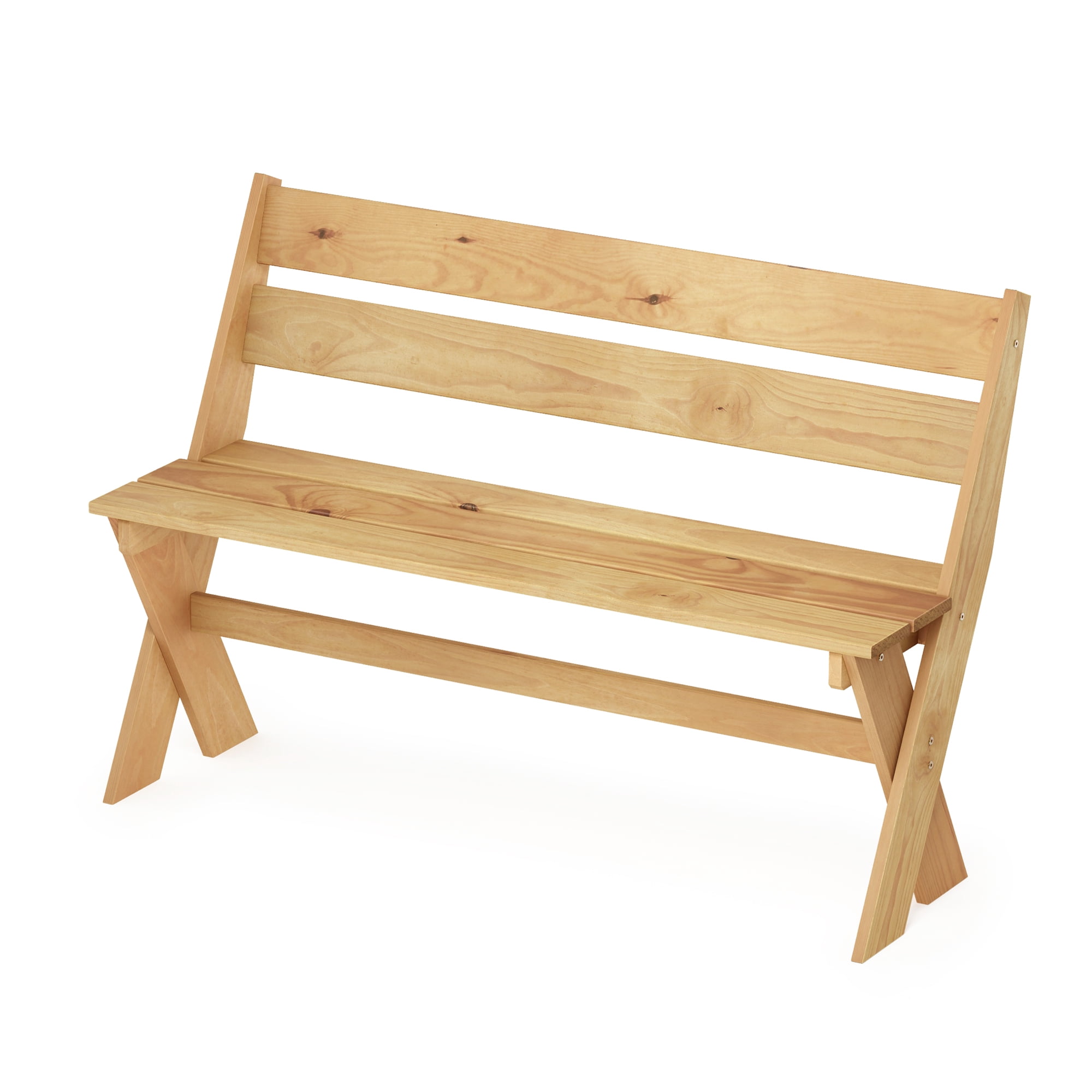 Furinno Tioman Outdoor Durable Pine Wood Bench - Brown - Walmart.com