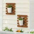 thumbnail image 1 of Furinno Tioman Outdoor Hardwood Lifestyle Hanging Wall Planter in Teak Oil, Set of 2, Natural, 1 of 6