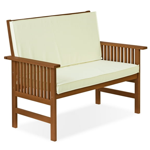 Furinno Tioman Outdoor Hardwood Mediterranean Bench with Cushion