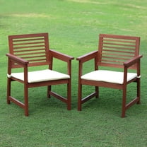 Furinno Tioman Teak Hardwood Outdoor Armchair with Cushion, Set of 2