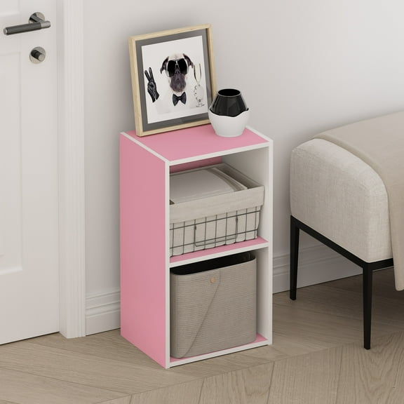 Furinno Tomi Open Shelf Bookcase & Bookshelf, 2-Tier, Pink