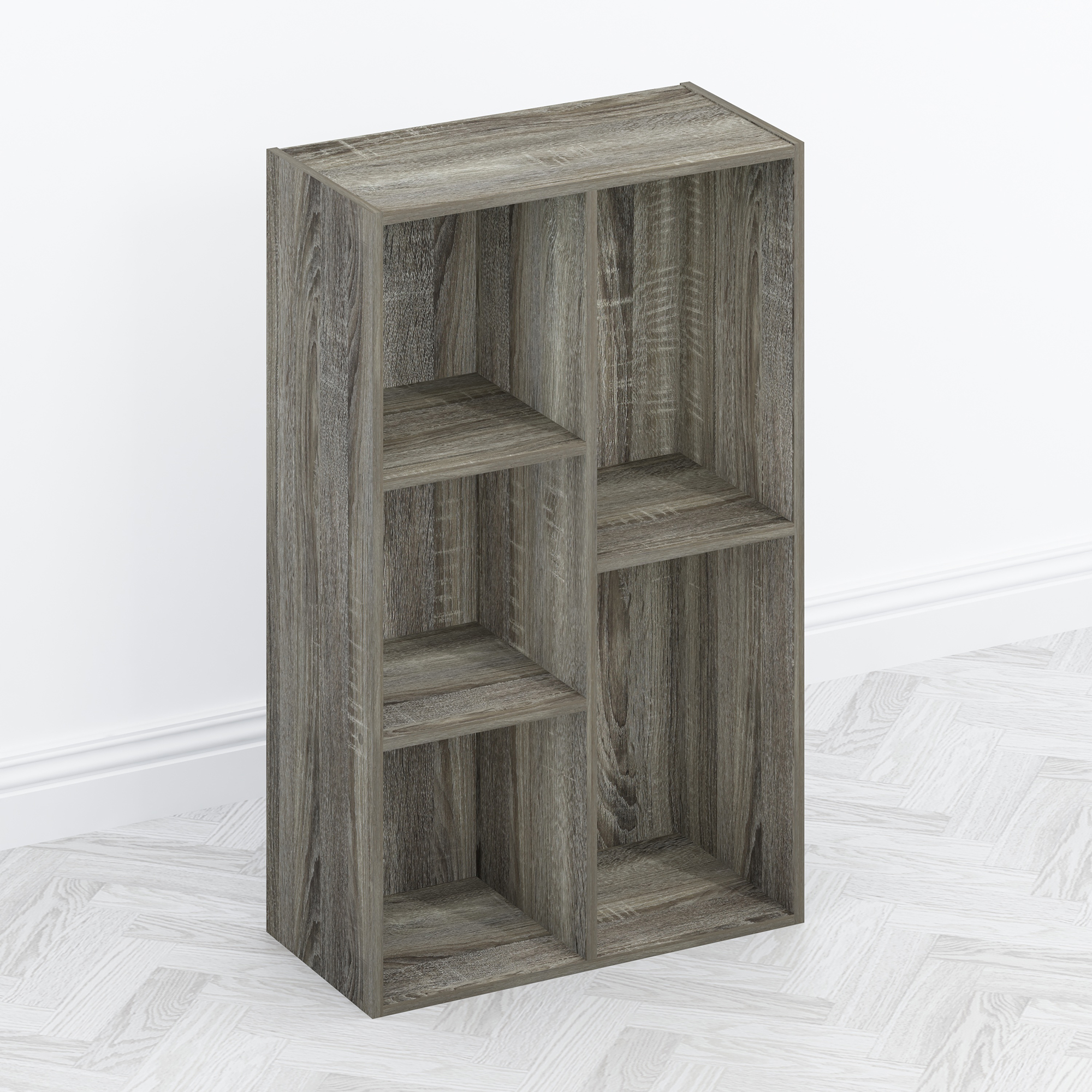Furinno Tomi Organizer Bookcase, Bookshelf, 5-Cube, French Oak