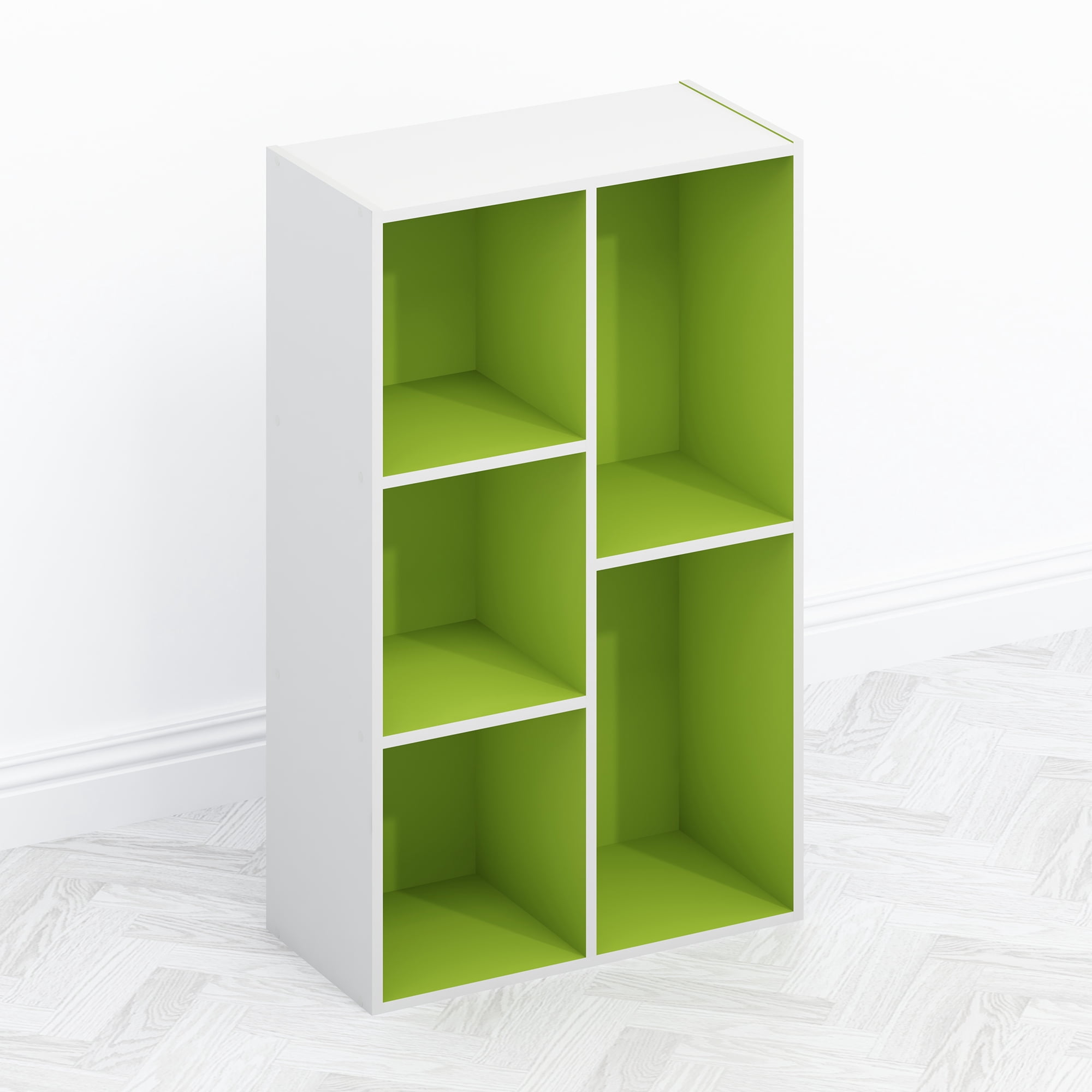 Furinno Tomi Organizer Bookcase, Bookshelf, 5-Cube, Green