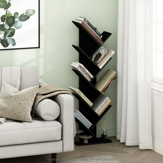 Furinno Tree Bookshelf 9-Tier Floor Standing Tree Bookcase, Espresso