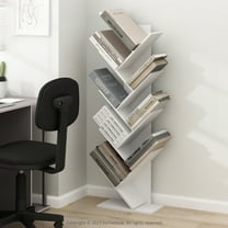 Furinno Tree Bookshelf 9-Tier Floor Standing Tree Bookcase, White