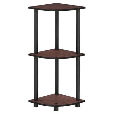 Furinno Turn-N-Tube 11.6 W x 11.6 D x 29.6 H 3-Shelf Decorative Shelves, Dark Cherry/Black