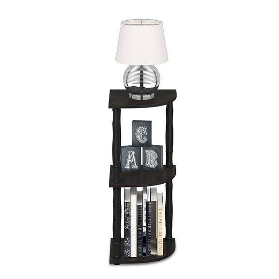 Furinno Turn-N-Tube 11.6"W x 11.6"D x 29.6"H 3-Shelf Freestanding Shelves, Espresso and Black