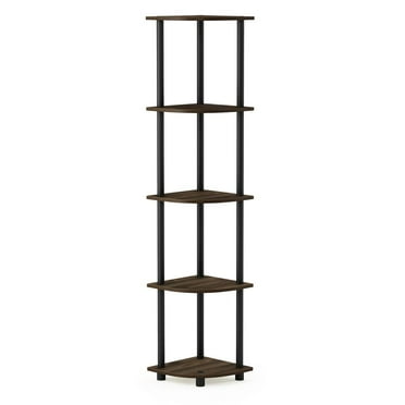 Furinno Turn-N-Tube 11.6 W x 11.6 D x 57.7 H 5-Shelf Decorative Shelves, Walnut and Black