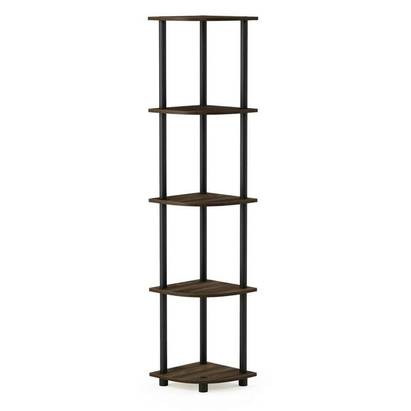 Furinno Turn-N-Tube 11.6 W x 11.6 D x 57.7 H 5-Shelf Decorative Shelves, Walnut and Black