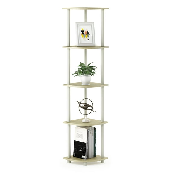 Furinno Turn-N-Tube 11.6 W x 11.6 D x 57.7 H 5-Shelf Decorative Shelves, White and Beige