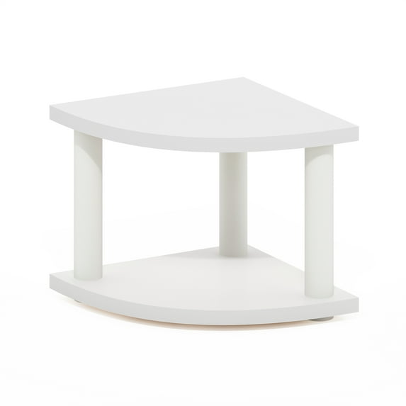 Furinno Turn-N-Tube 2-Tier Corner Countertop Organizer Shelf, White/White