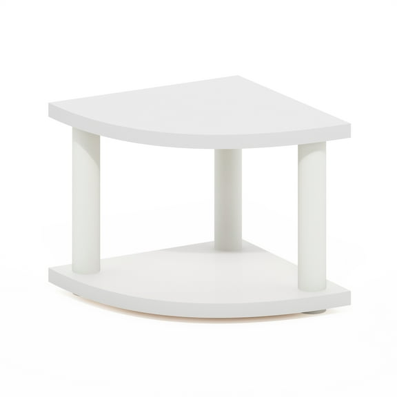 Furinno Turn-N-Tube 2-Tier Corner Countertop Organizer Shelf, White/White